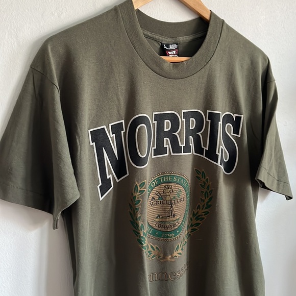 Vintage Norris Tennessee T-Shirt / Large / 90s / Single Stitch / Army Green - Picture 2 of 6